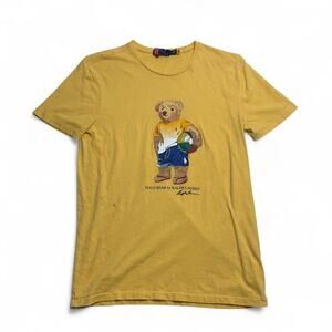 Polo Ralph Lauren Polo Bear Yellow Graphic T Shirt Men Small